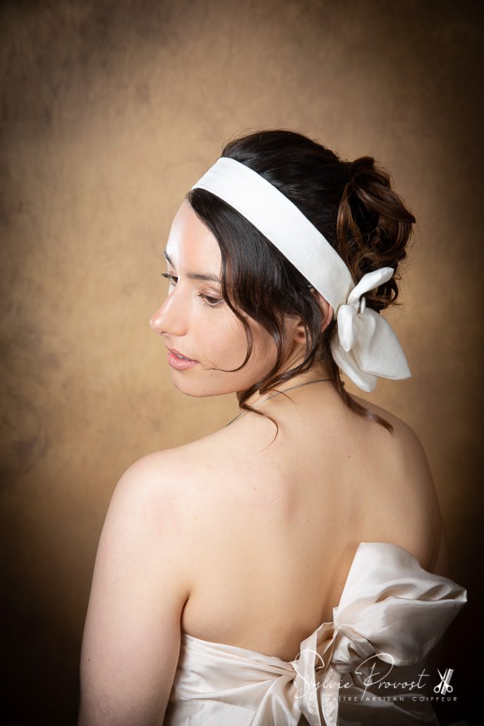 Vue de trois quart dos de l'accessoire et du chignon